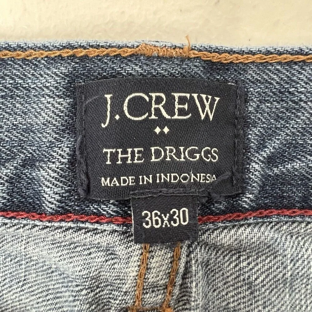 J.CREW Size 36x28 Jeans Driggs‎ Slim Fit 100% Cotton Denim Blue C9885 Straight